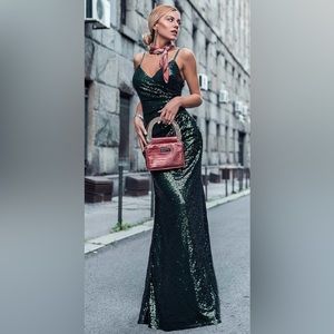 Ever Pretty | Dresses | Ever Pretty Spaghetti Strap Fishtail Emerald Green  Sequin Evening Gown S | Poshmark